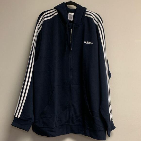 adidas Other - adidas Men's 4XL Essentials Fleece 3-Stripes Full-Zip Hoodie, Navy Blue